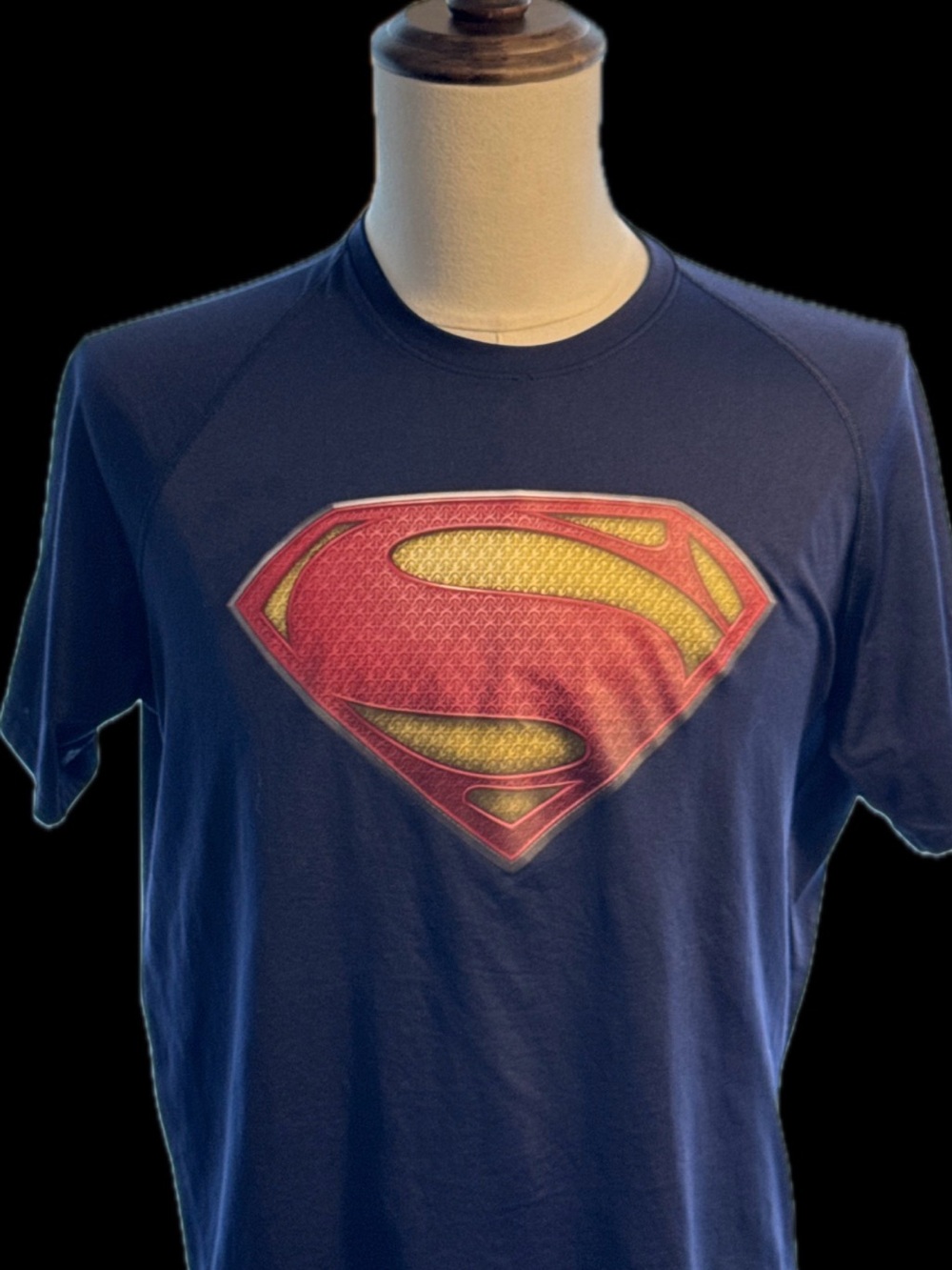 Under Armour Superman HeatGear Shirt Mens M Blue Graphic Logo Tee